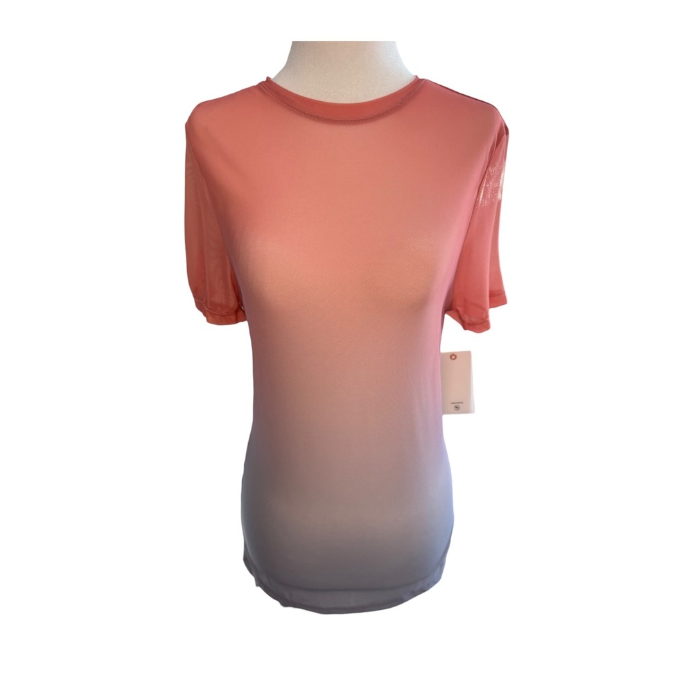 Good American Pink to Gray Ombre Short Sleeve Tee